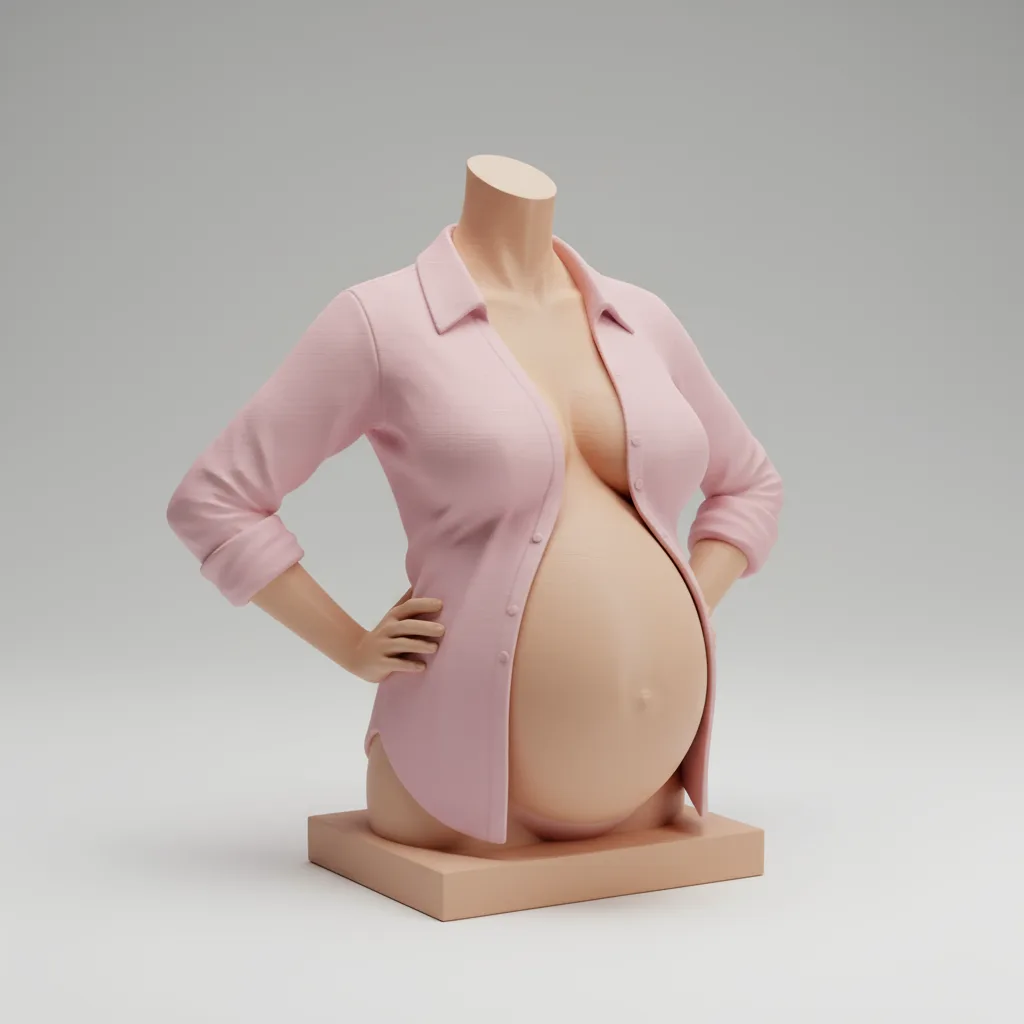 busto 3D embarazo con camiseta