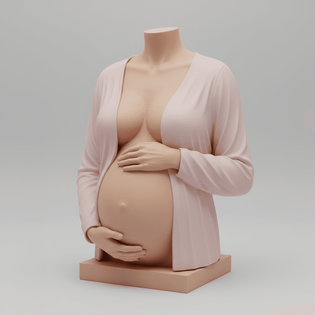 busto 3D embarazo con camiseta