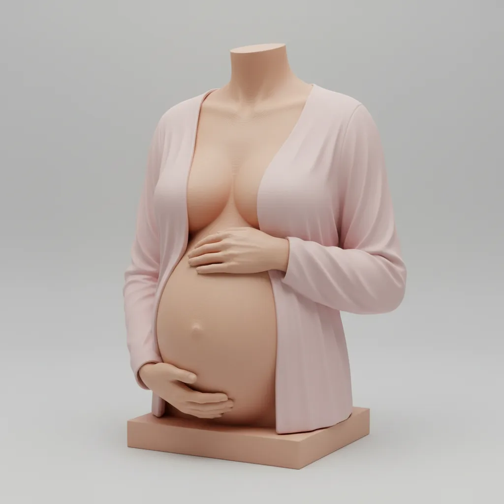 busto 3D embarazo con camiseta